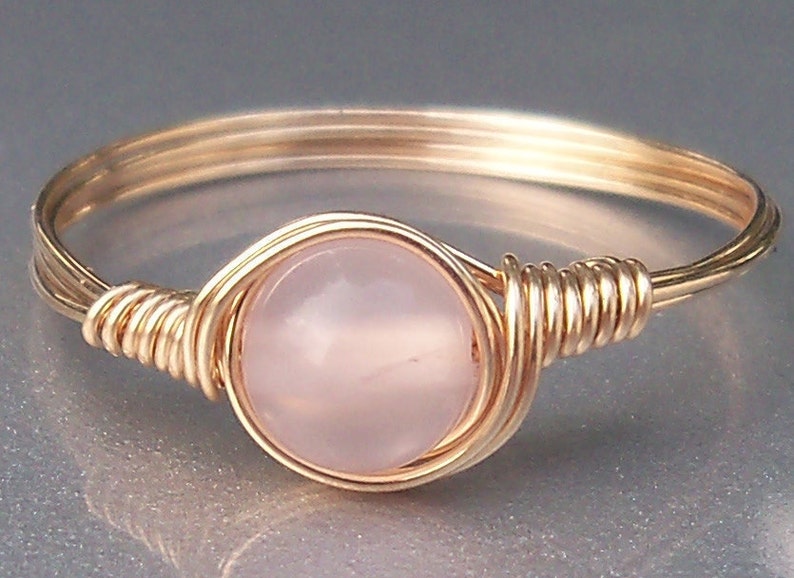 Rose Quartz 14k Yellow Gold Filled Wire Wrapped Ring image 1