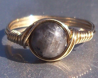 Blue Labradorite Ring- Custom Sized in 14k Gold Filled Wire Wrapped