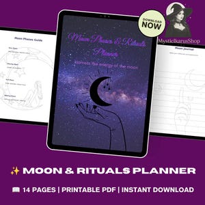 魔女の月の満ち欠けの儀式プランナー：月の魔法のPDFジャーナル（印刷可能）