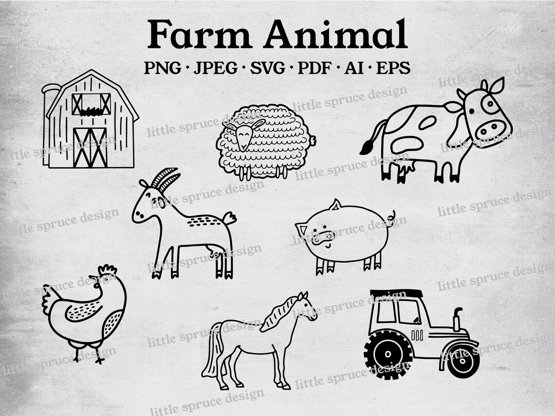 Farm Animal SVG Bundle | Cow, Pig, Horse, Chicken | Farmhouse Clipart ...