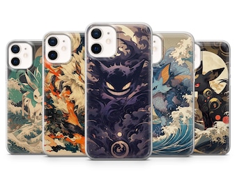 Gengar Vaporeon Fire Type Umbreon Cosplay Nintendo Phone cover for iPhone 16,15,14,13,12, Pixel 9,9 Pro,9 Pro XL 8A, Samsung S24,S23,A55,A54