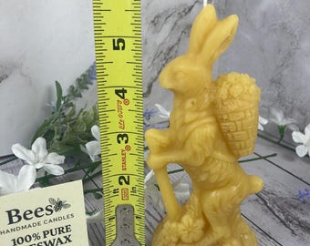 100% Beeswax Hiking Bunny Candle – 5.5" Tall - Handmade in Minnesota