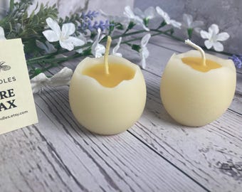 100% Beeswax Cracked Egg Candle – 1.5" Tall - Handmade in Minnesota