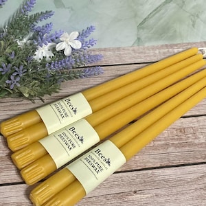 Pair of 12 Inch Pure 100% Beeswax Taper Candles – Handmade, Eco-Friendly