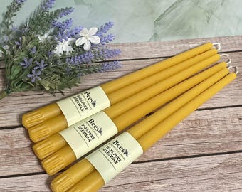 Six 12 Inch Pure 100% Beeswax Taper Candles – Handmade, Eco-Friendly