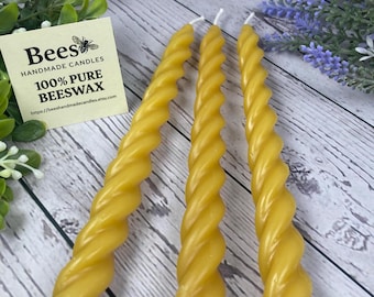 Pair of 7” Beeswax Twist Taper Candles - 100% Pure – Made in Minnesota
