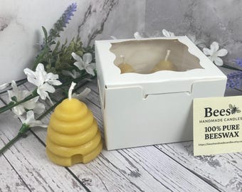 Gift Box of 4 Beehive Candles - 100% Pure Beeswax – Handmade in Minnesota