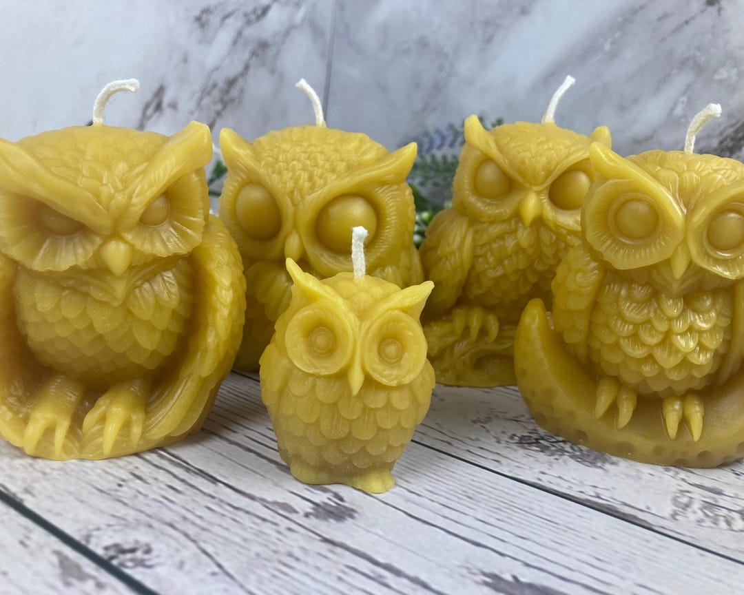 3" Tall Hand-poured Owl Beeswax Candles | Minnesota Made - Etsy