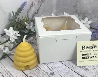 Beehive Candles - Set of 4 beeswax candles in gift box - 100% Pure