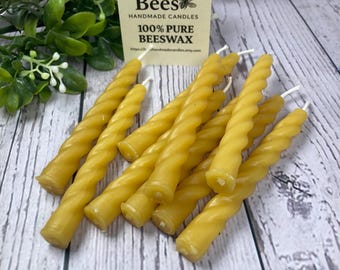Thin Beeswax Twist Candles - 12-Pack, 3.75", .5” width, Spiral Birthday Cake Candles