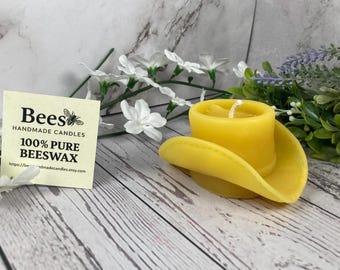 Cowboy Hat Candle – 100% Pure Beeswax - Western Theme, Handmade in Minnesota