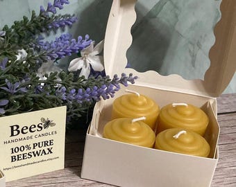 Gift Box of 100% Pure Beeswax Votive Candles – Handmade in Minnesota
