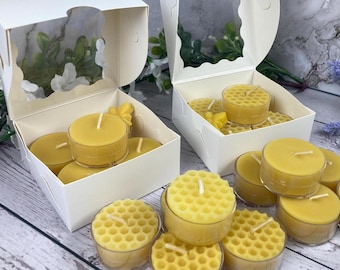 Gift Box of 100% Pure Beeswax Tealight Candles – Handmade in Minnesota