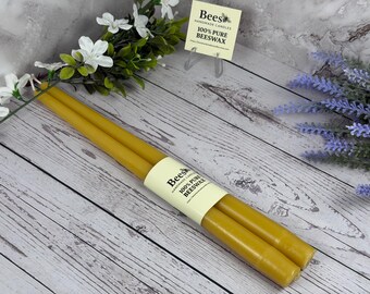 Six 12 Inch Taper Candles – 100% Pure Beeswax - Handmade, Eco-Friendly