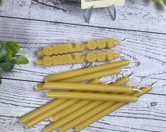 Beeswax Meditation Candles - 12 Pack - 30+ Minute Burn, Chill Out, Love You, Congrats