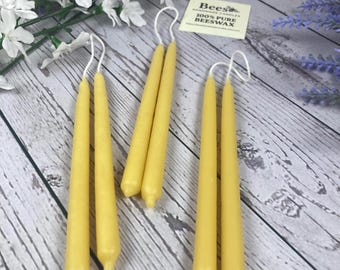 Hand Dipped Beeswax Birthday Candles - Set of 6 Mini Taper Candles - Cake Candle