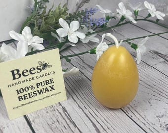 100% Beeswax Egg Candle – 2" Tall - Handmade in Minnesota
