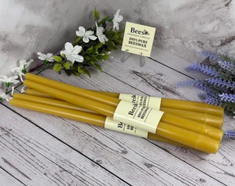 Pair of 12 Inch 100% Pure Beeswax Taper Candles – Handmade, Eco-Friendly
