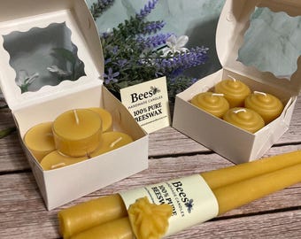 100% Beeswax Candle Gift Set – Tealights, Votives, Tapers - Handmade in Minnesota