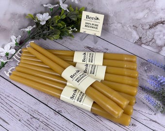 Pair of 10” Beeswax Taper Candles - 100% Pure – Handmade, Eco-Friendly
