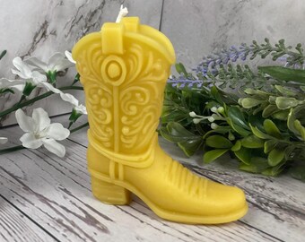 Cowboy Boot Candle – 100% Pure Beeswax - Western Theme, Handmade in Minnesota