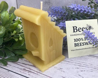 Small Beeswax Birdhouse Candle - 2.75" tall, 100% Pure - Handmade in Minnesota