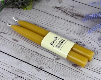 Pair of 100% 7.5" Pure Beeswax Taper Candles – Handmade, Eco-Friendly,