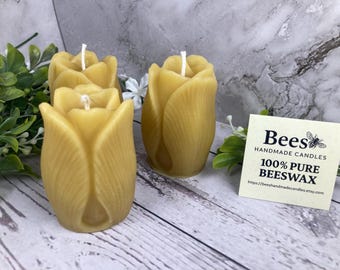 Tulip Candle – 100% Pure Local Beeswax Flower Candles - 2.75" Tall