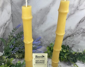 8.5" Bamboo Table Candle – 100% Pure USA Beeswax - Made in Minnesota