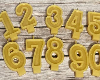 100% Beeswax Birthday Number Candles –  Dripless, Non-Toxic, Handmade in Minnesota