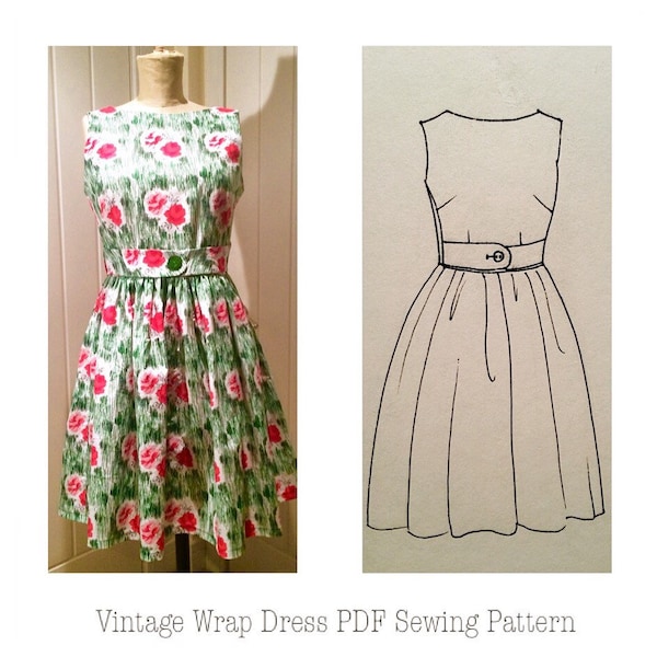 Women's vintage wrap dress PDF sewing pattern