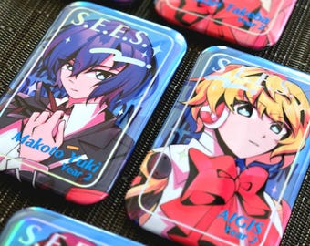 Persona 3 Holographic Foil Pin Badges