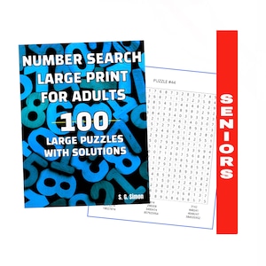 Large Print Number Search Puzzle Book for Adults, Seniors, (PDF Download)