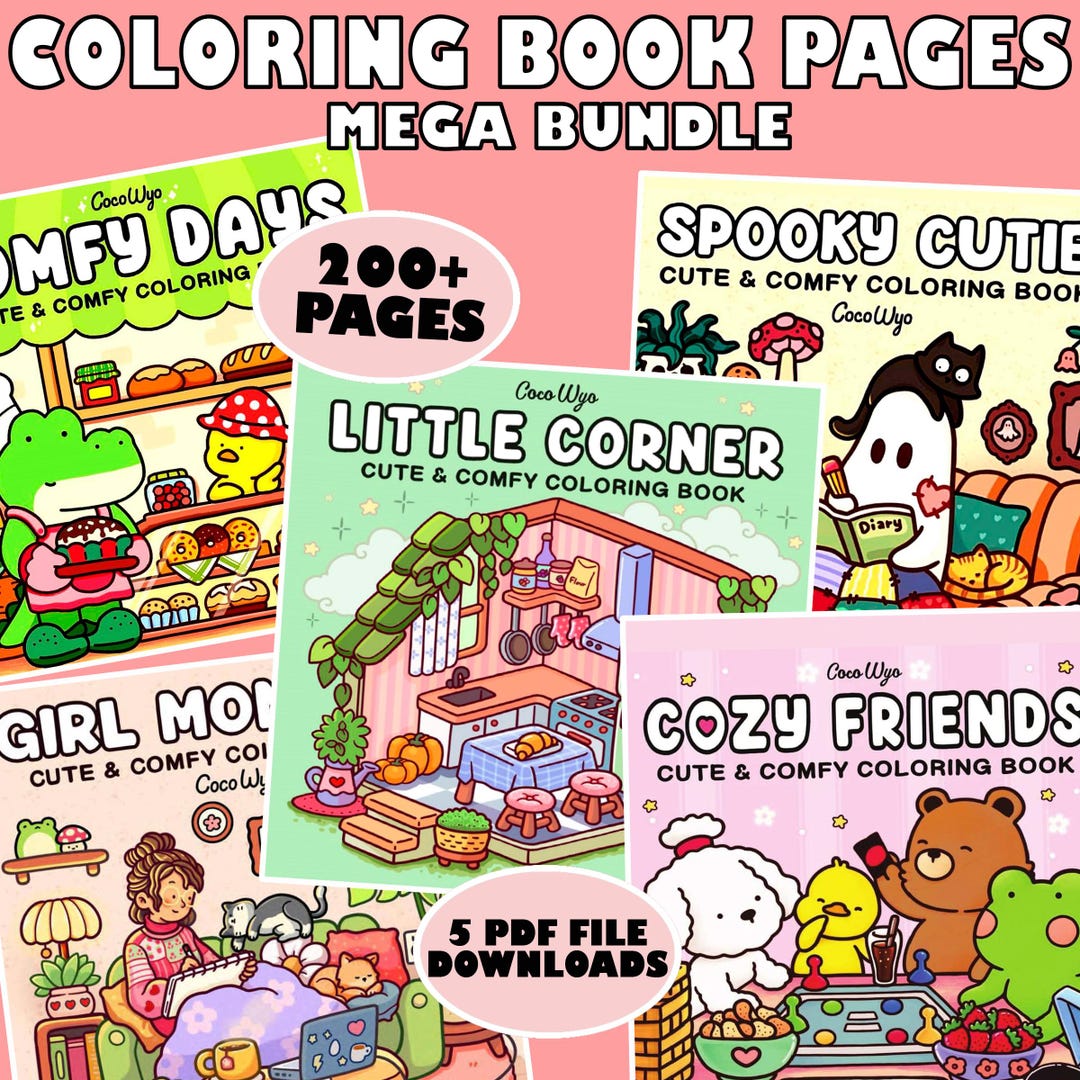 5 Coloring Book Bundle, Coco Wyo Bold-easy Girl Moments, Little Corners ...