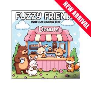 Fuzzy Friends: Super Cute Coloring Book Pages for Adults and Teens Featuring Adorable Animal Characters, Relaxing Activity, PDF DOWNLOAD