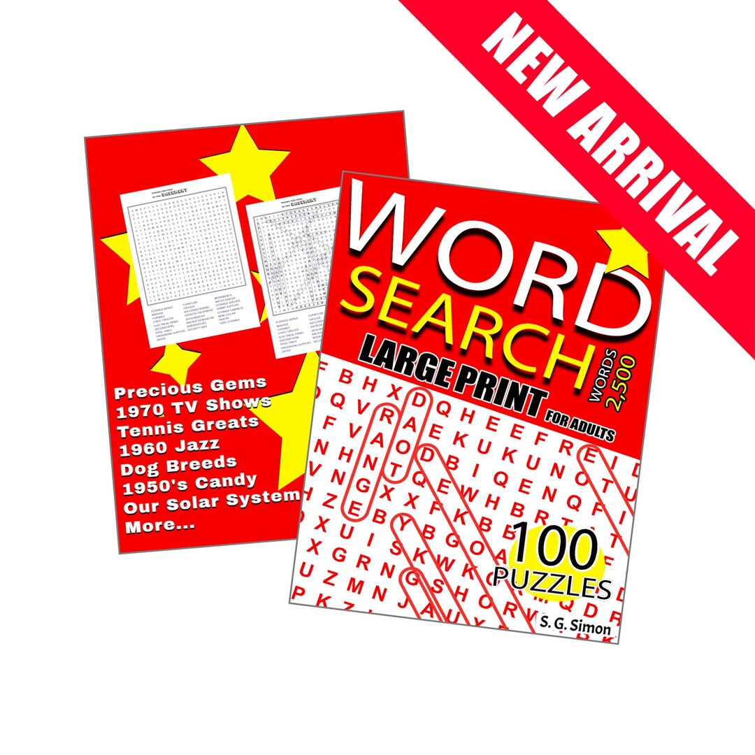 Word Search Large Print for Adults - 100 Puzzles - 2,500 Words - Mental ...
