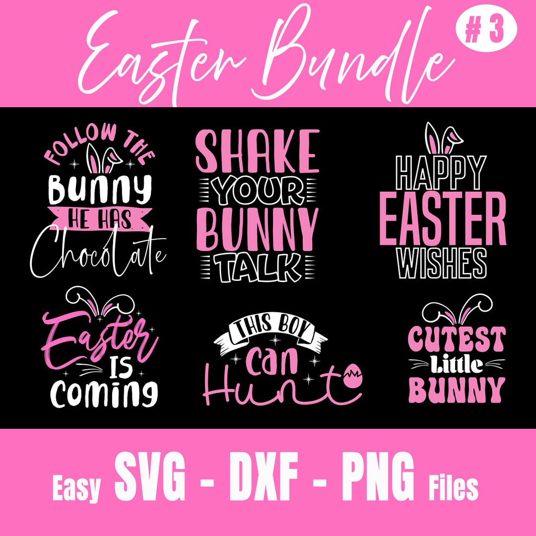 Happy Easter Bunny Svg, Png Bundle #3: Svg Easter Quotes Handwritten ...