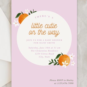 Little Cutie Clementine Baby Shower Invitation Template Instant Download Printable or Evite