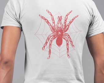 Spider Web T-Shirt, Gothic Horror Tarantula Tee, Arachnid Graphic Cotton Shirt