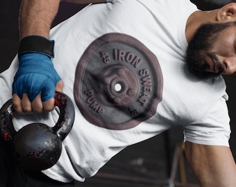 Iron Sweat Pump Gym T-Shirt, Motivational Workout Tee, Cotton Fitness Shirt