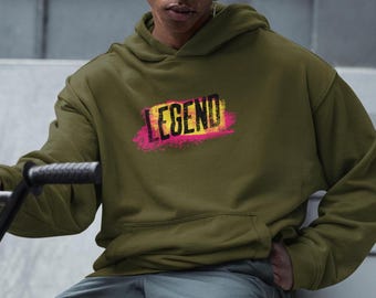 Legend Oversized Pullover, Streetwear Hoodie, Unisex Graphic Sweatshirt