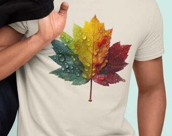 Maple Leaf T-Shirt, Nature Lover Graphic Tee, Cotton Shirt, Four Seasons Shirt