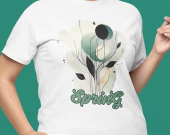 Spring T-Shirt, Floral Graphic Tee, Cotton Shirt, Pastel Nature Apparel Gift