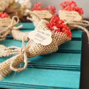 Bomboniere per compleanni di neonati, regalo di ringraziamento per gli ospiti, bouquet di fiori secchi fatti a mano, regalo per il battesimo, bomboniere per feste, bouquet in tessuto di iuta, uso decorativo
