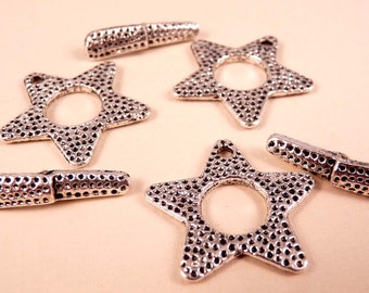 Silver Toggle Clasp Star Toggle Clasp Sets Silver Clasp Silver Findings