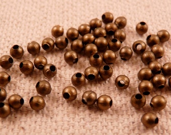 Brass Beads 2mm Beads Metal Beads Brass Findings Round Beads Bronze Beads 2mm Beads 100 Brass Beads