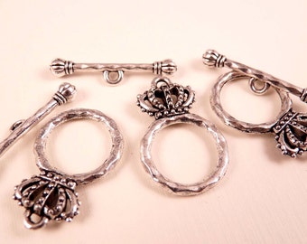 Silver Toggle Clasp Crown Clasps Silver Clasp Silver Findings Silver Crown