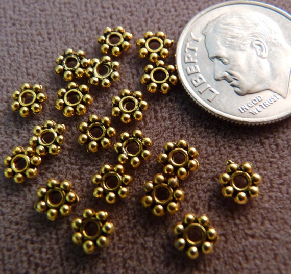 Gold Spacers Daisy Spacers 100 4mm Gold Findings Gold Beads Etsy