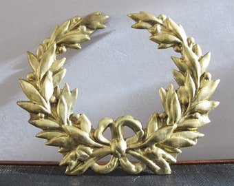 Wreath of Laurels Set of 4 Relief Finding Brass Bronze c. 1950s Christmas Ornaments