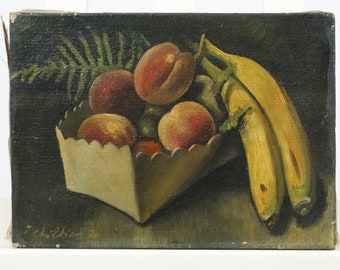 Painting Grigor Chiltian Still Life Peaches Bananas Signed 1930 Suggestive Gay Erotic Art Fruit Armenian Gregory Sciltian Gregorio Sciltian